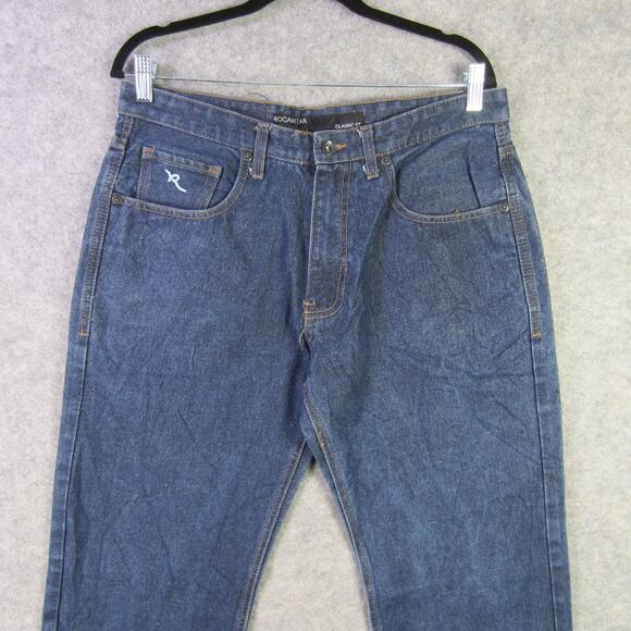 Rocawear Jeans Mens 34x32 Classic Fit Straight Leg Denim Embroidered Pockets - Picture 1 of 9